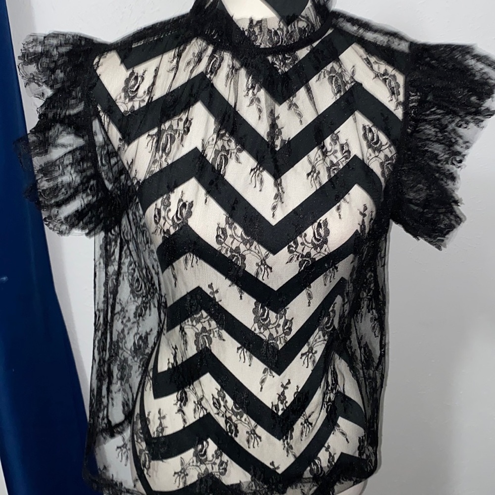 Black Floral Design Top